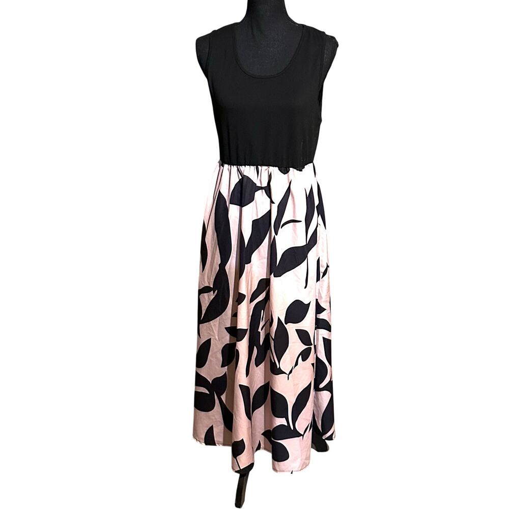 Emery Rose Black and Peach Tank Midi Dress Women's Large